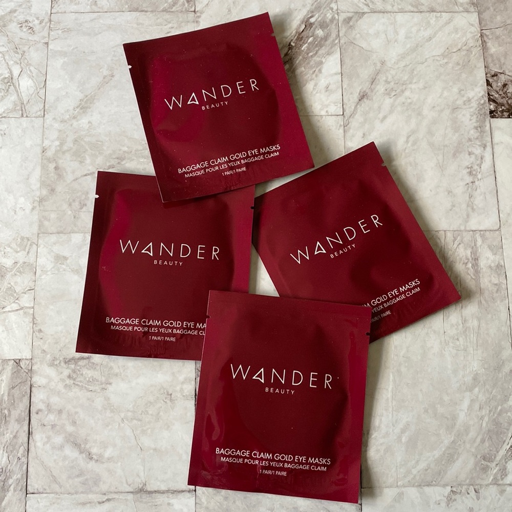 NEW WANDER BEAUTY Baggage Claim Gold Eye Masks, 4pk